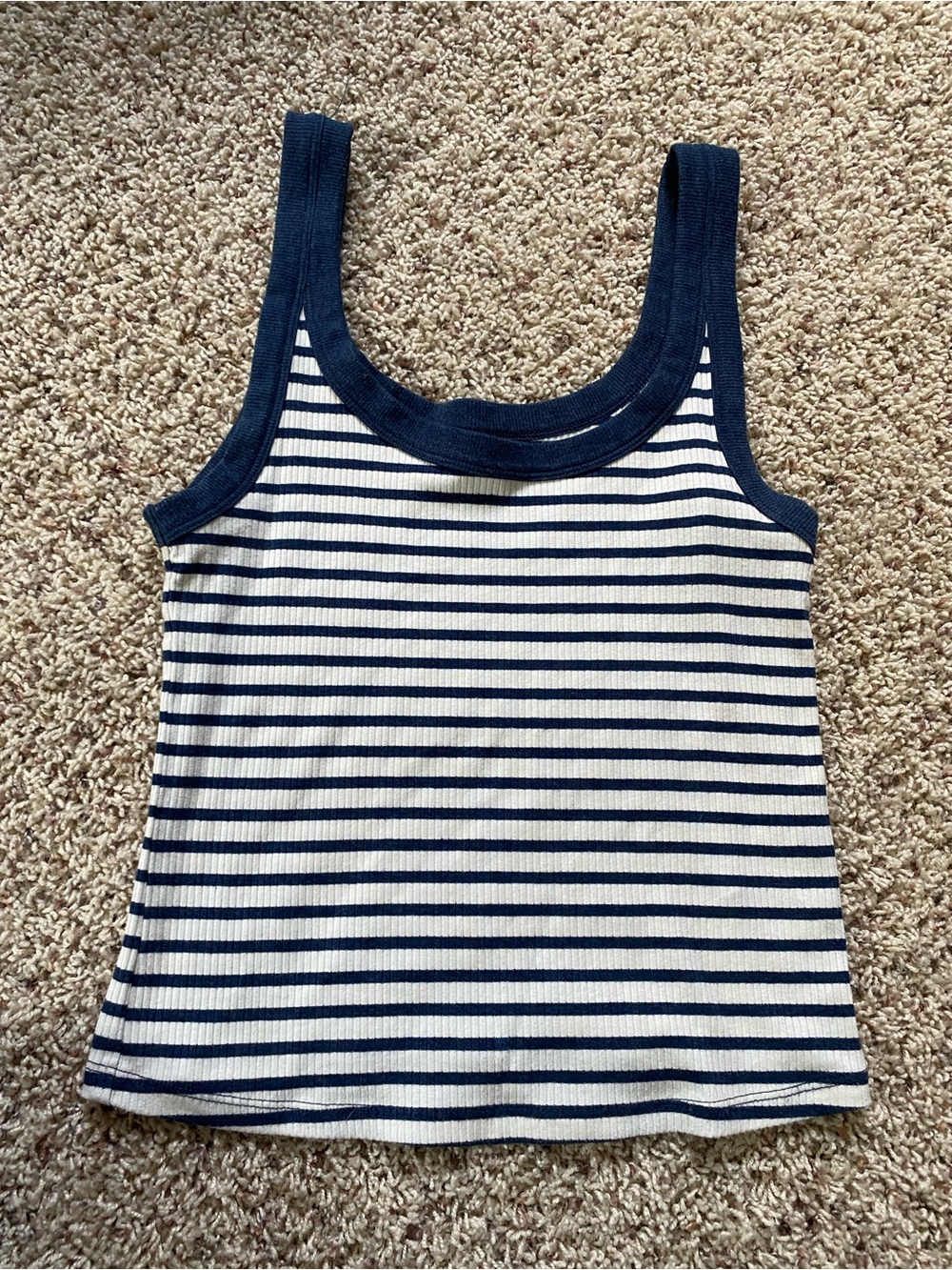 American Eagle Outfitters Navy & White Striped Ribbed Tank